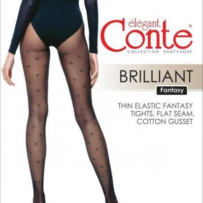 CONTE Brilliant Tights | Shiny Polka Dots Patterned Black Pantyhose