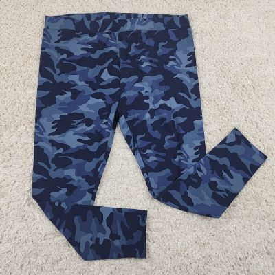 Style & Co Leggings Womens 2X Blue Camo Mid Rise Plus Size Pants Gym Cropped