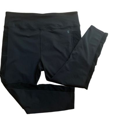 Good American Black Leggings Yoga High Rise Sheer Seam Pockets Pants Size 7