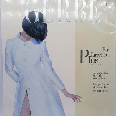 GERBE Paris France Bas Jarretiere Nylon Seamed Stockings Size 2 NEW Plus Stay up