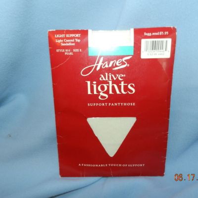 Vintage Hanes Pantyhose  Alive lights Support Pearl Sz E Style 814