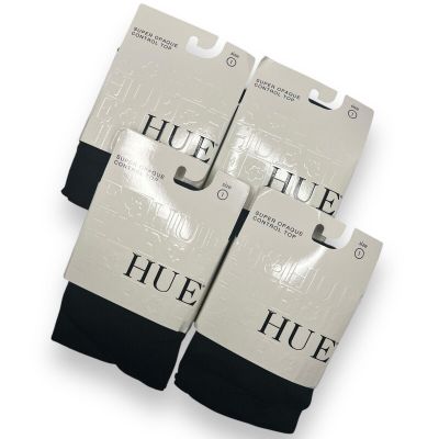 Hue Womens Super Opaque With Control Top Tights Size 1 Black U6620A 4 Pair