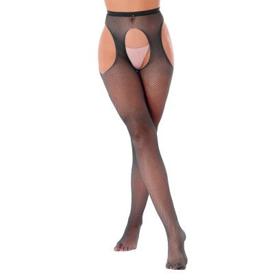 US Women's Suspender Tights Glossy Stockings Crotchless Pantyhose Garter-Belt