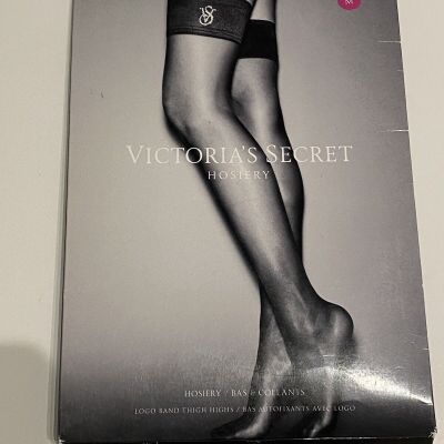 Victoria Secret Stockings Logo Crystal Thigh Highs Neon Pink 20 Den Medium