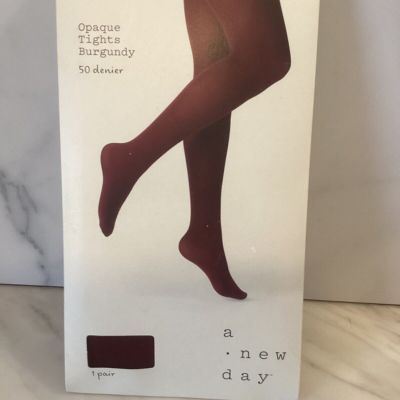 A NEW DAY Opaque Tights Medium/Large Burgundy New in Package
