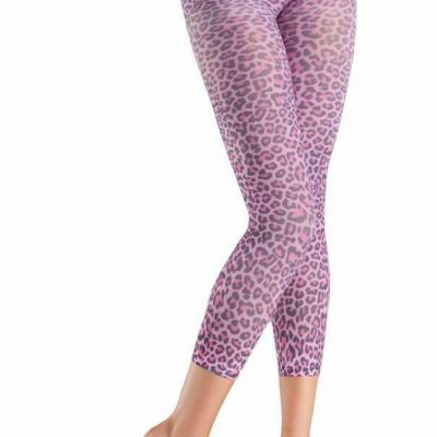 Pink Leopard Print Footless Tights Pantyhose Animal Costume Hosiery BW713