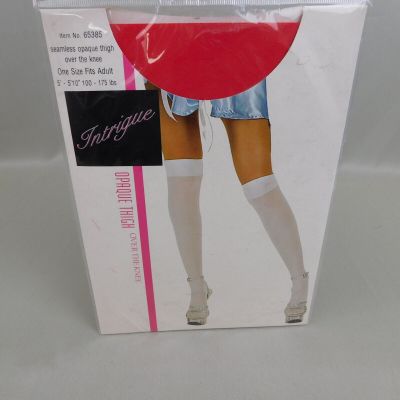 Intrigue 65385 Seamless Opaque Thigh-High Stockings - Red #6487