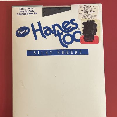 Vtg 1997 NOS Hanes Too Silky Sheer Regular Panty EF Black Enhanced Sheer Toe 90s