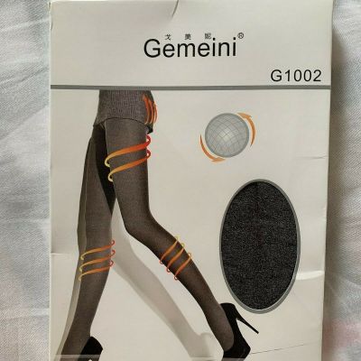 Brand New Gemeini Luxury Opaque Tights 120D Dark Gray w/ Silver thread