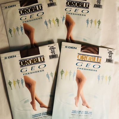 OROBLU GEO 8 DEN Size 38-40 SMALL Sheer to Waist Sandalfoot Pantyhose SET of 2
