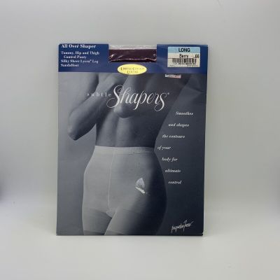 JCPenney Silky Sheer Subtle Shapers Pantyhose Berry Sz Long Control Panty NWOT