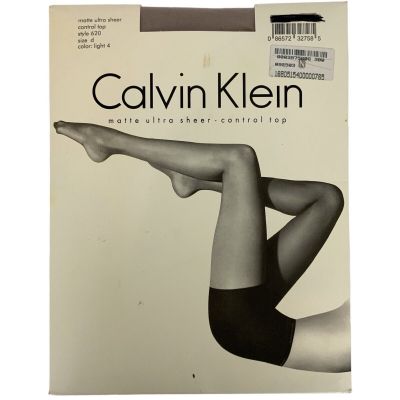 Calvin Klein Matte Ultra Sheer Pantyhose Size D XL Beige Control Top Vtg 90s
