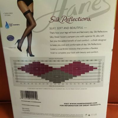 Hanes Silk Reflections Thigh Highs, Color: Jet, Style: 720, Size: EF