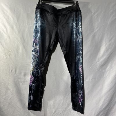 Womens & Ladies Floral Stretchy Leggings Exercise Yoga Pants Pull On Size Small
