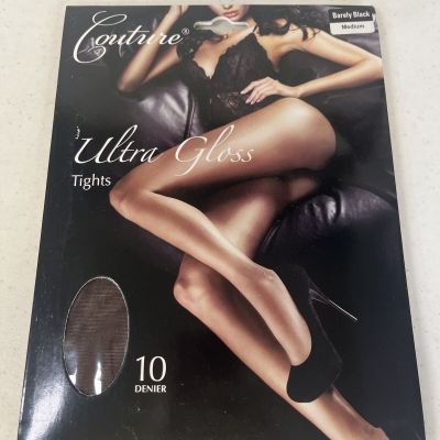 Couture Ultra Gloss Tights 10 Denier -Barley Black Size Med New