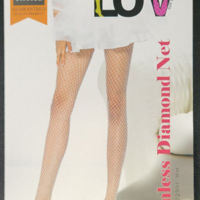 New White One Size CCDC Seamless Diamond Net Fishnet Stockings CFP2001-WH