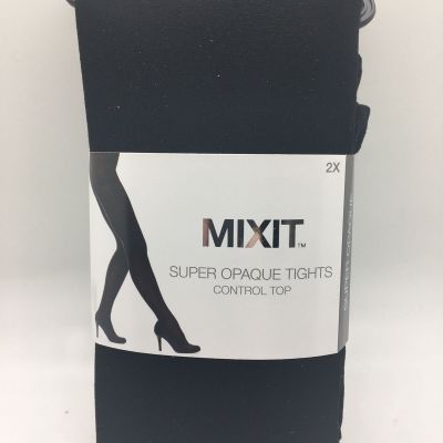 Mixit Solid Control Top Opaque Tights 2X Black Free Ship 5'2