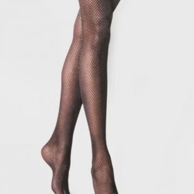 A New Day Women's Ebony Clean Herringbone Fashion Tights  Sz: 1X/2X 200-260 lbs.