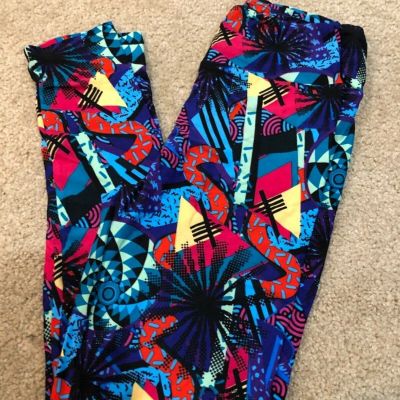 NEW LuLaRoe OS Leggings Bright 80 Rainbow Aztec Geo Saved By Bell ONE size #305