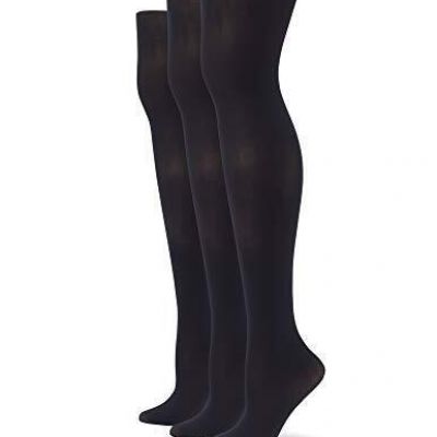 Women's Plus Size Comfort Waist Tight 1X Black - 3 Pair Pack