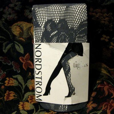 Nordstrom Tights~ Gunmetal Grey Open Lace~Floral~ size C/D~New Package