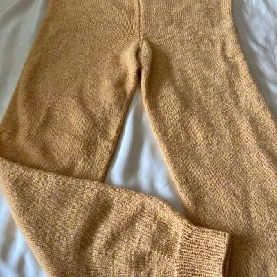100perc Cashmere Handmade Yello Soft Thermal Knitted Pantyhose Tights Women's S M L