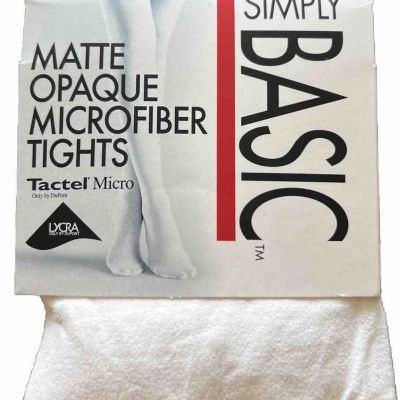 Vintage Simply Basic Cream Matte Opaque Microfiber Tights Size 2 Medium