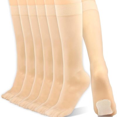 Women's Sheer Knee High Stockings 18D Non-slip Comfortable Nylon Nude Trouser St