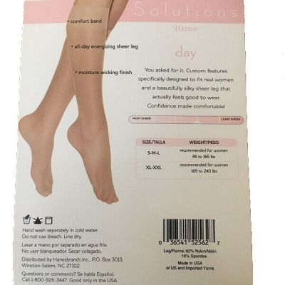 Hanes Women's Solutions 2 Pair Pack, Support Knee Highs, Fits S/M/L Honey