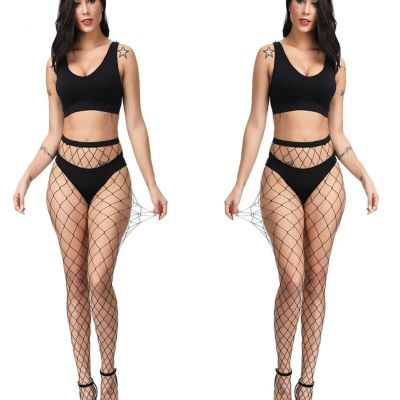 4 Pairs Sexy Contrast Mesh Fishnet Tights Pantyhose High Waist Stretch One Size