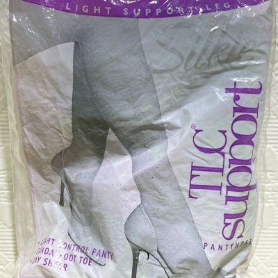 Silkies Pantyhose TLC Support Light Control Panty Sandalfoot Jet Black Size Larg