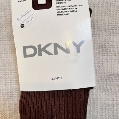 DKNY Tights Cotton Corduroy Rib Medium Opaque Control Top Brunette 0b050