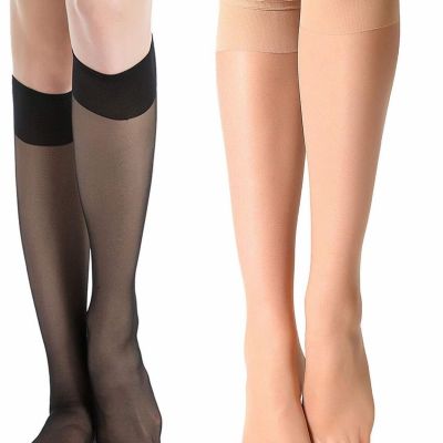 MANZI 12 Pairs Knee High Stockings Sheer Pantyhose for Women