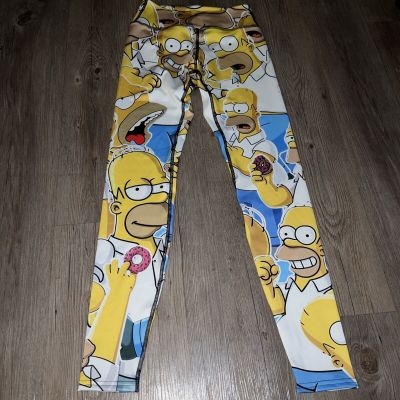 Y2K The Simpsons Homer Cartoon LEGGINGS Pants All Over Print Made In USA X-small