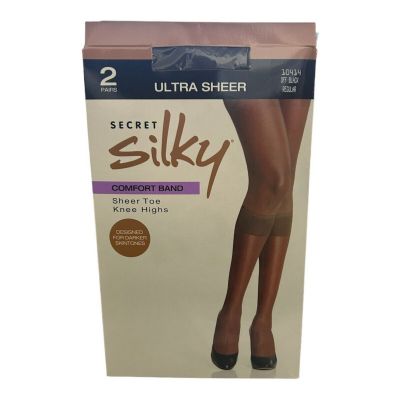 Secret Silky Women's Ultra Sheer Comfort Band Knee Highs (3 Pack, 2 Pairs)