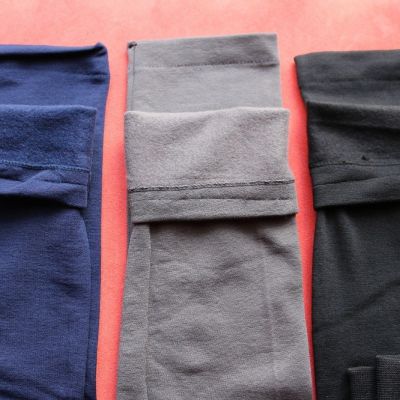 Pack of 3 Black Womens Fleece Lined Thick Seamless FOOTLESS LEGGING #SK ONE SIZE