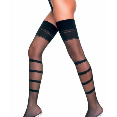 Brand New Sheer Vertical Stripes Thigh High Stockings Music Legs 4233