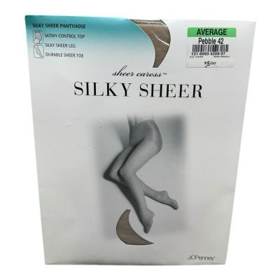 JCPenney Silky sheer control top pantyhose average Pebble 68 durable sheer toe