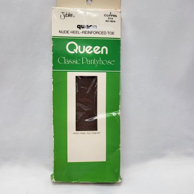 Jubilee Queen Classic Pantyhose - Coffee - Nude Heel - Reinforced Toe - NOS