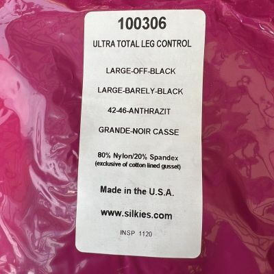 BNIP SILKIES ULTRA Total Leg Control SUPPORT Pantyhose Barely Black Size Large