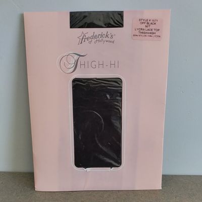 Fredericks of Hollywood Stockings  Off Black Lace Top Sheer Nylon 1571 M/T