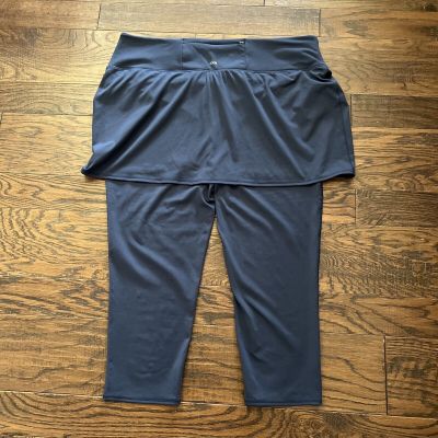 Zuda Size 2X Blue Skirted Leggings Stretchy Zip Pocket Active Wear Exercise