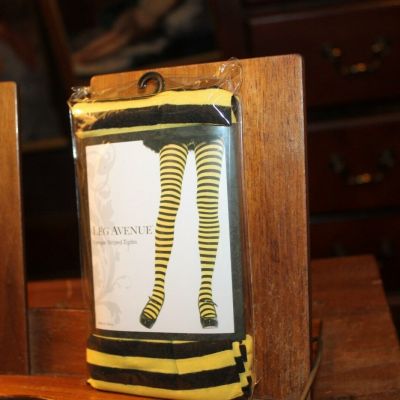 New Leg Avenue Opaque Striped Tights One Size 90-160lbs Black Yellow