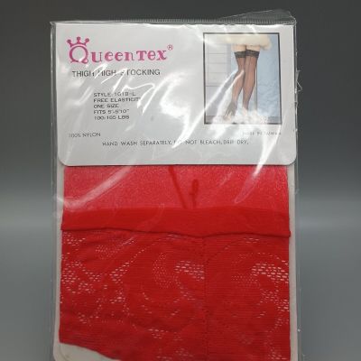 Queentex Thigh High Stockings Red One Size