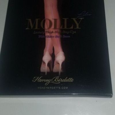 Honey Birdette Molly Lilac Stockings Luxury Thigh High Stay Ups Size Small new