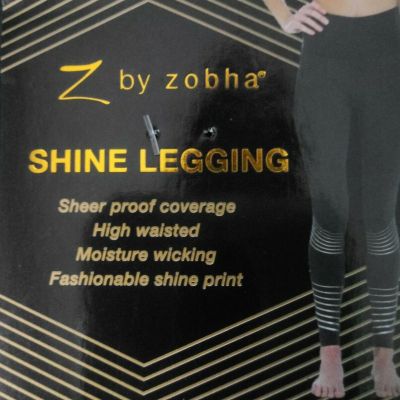 Z by Zobha- Shine Leggings- Carbon Stripe- High Waisted- Ankle- Small S- New NWT