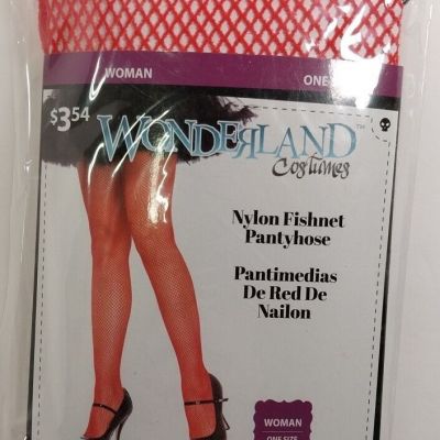 Wonderland Red Fishnet Footed Tights Adult Womens One Size New