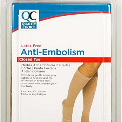 Quality Choice Latex Free Anti-Embolism Closed Toe 15-20mmHg (Beige) Large