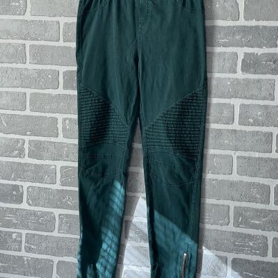Beulah Women’s Medium Green Moto Style Ankle Zip Leggings Preowned