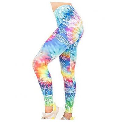 Middle Waisted Seamless Workout Leggings - Women’s Mandala Medium A-colorful